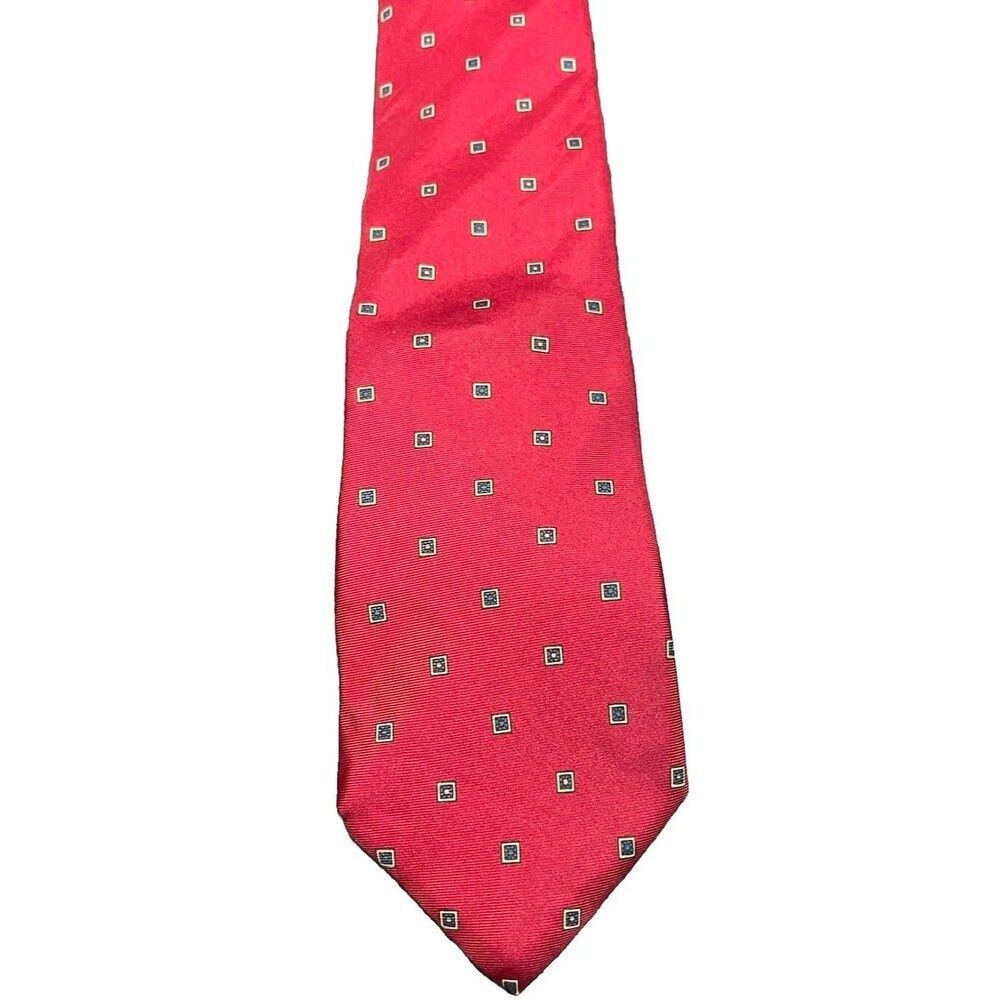 Vintage CHRISTIAN DIOR Silk Necktie Red Geometric Abstract Print Designer